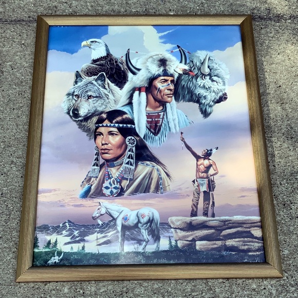 Vintage Other - 1994 Gary Ampel framed Native American print